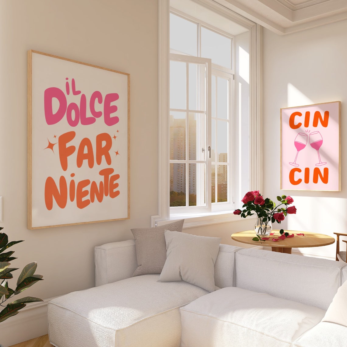 Il Dolce Far Niente Pink Orange Italian Dreamy Travel Quote Poster - Image 2