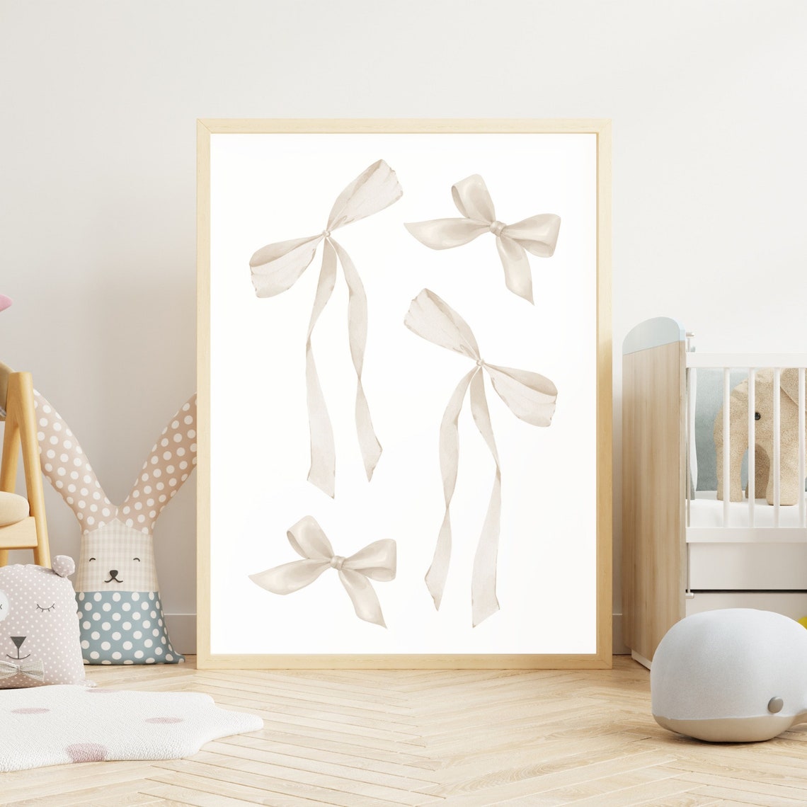 Cream Watercolor Bow Quartet Neutral Aesthetic Minimal Poster - Image 2