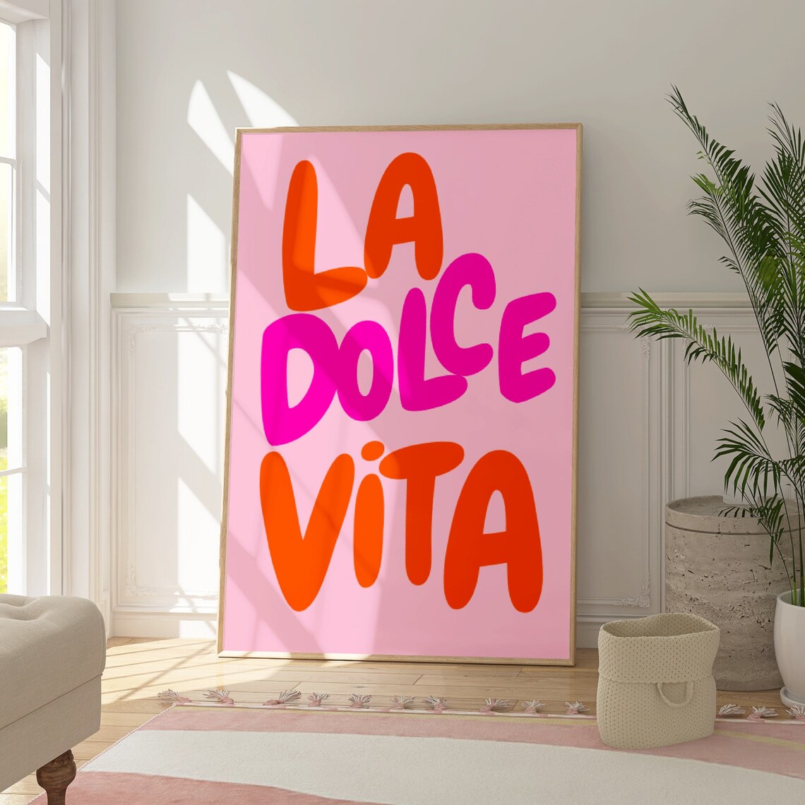 Dolce Vita Pink Orange Typography Art Print - Image 4