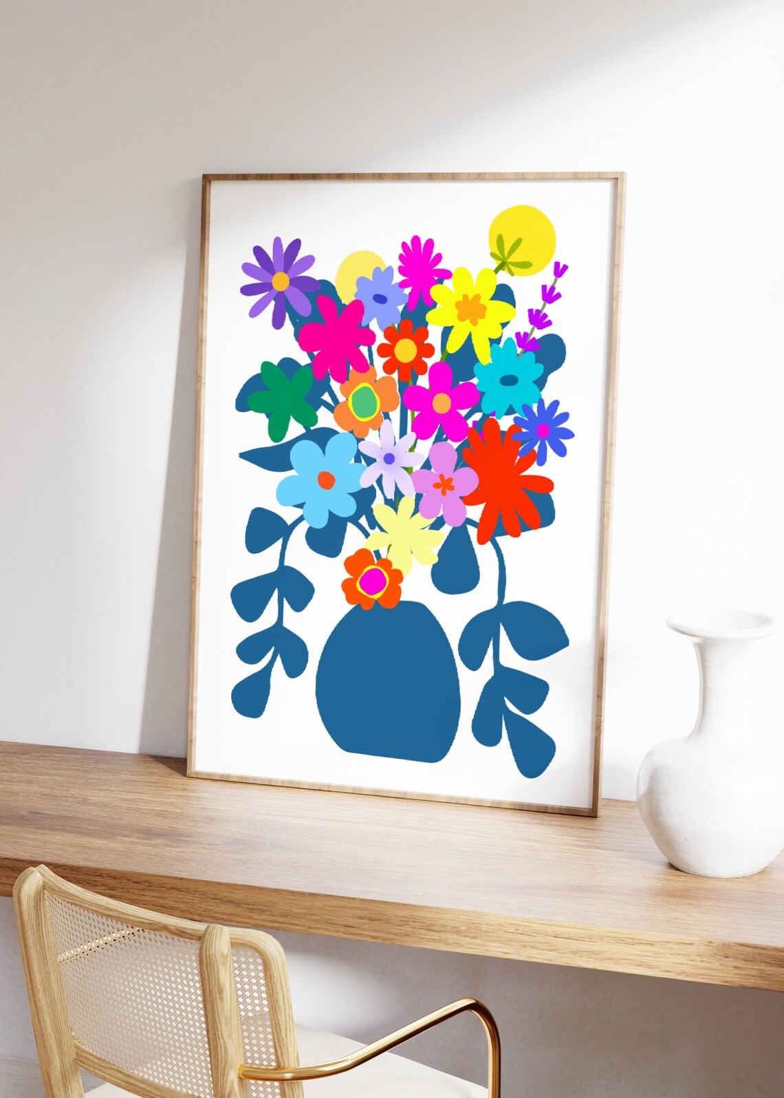 Colorful Flower Bouquet Graphic Vase Dopamine Decor Floral Poster - Image 2