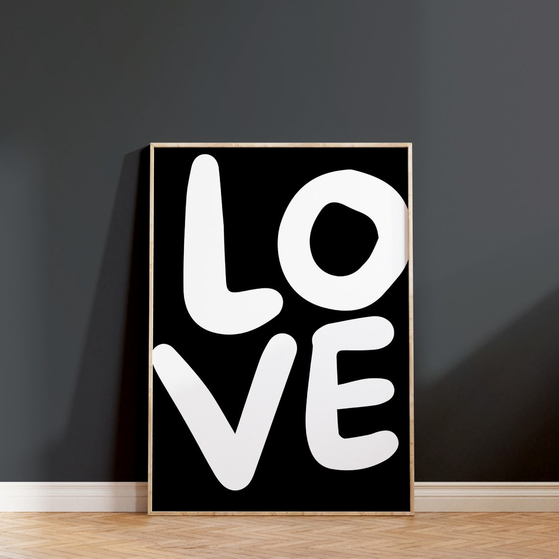 Love Bold White Bubble Letter Black Modern Minimalist Type Poster - Image 3