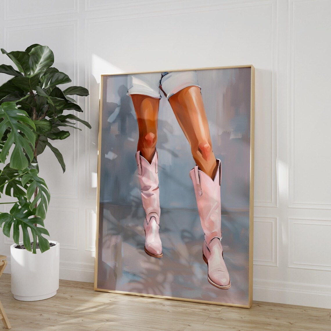 Pink Cowboy Boots Painting Coastal Western Cowgirl Wall Poster - Image 4