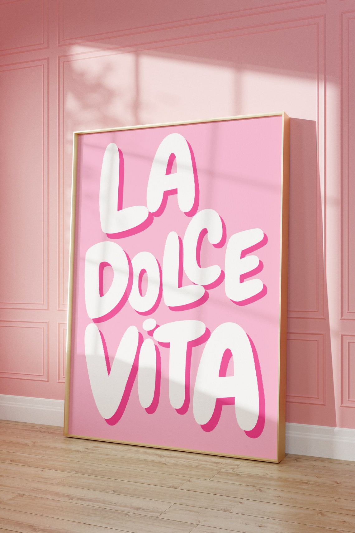 La Dolce Vita Pink Bubble Letters Italian Sweet Life Quote Poster - Image 3