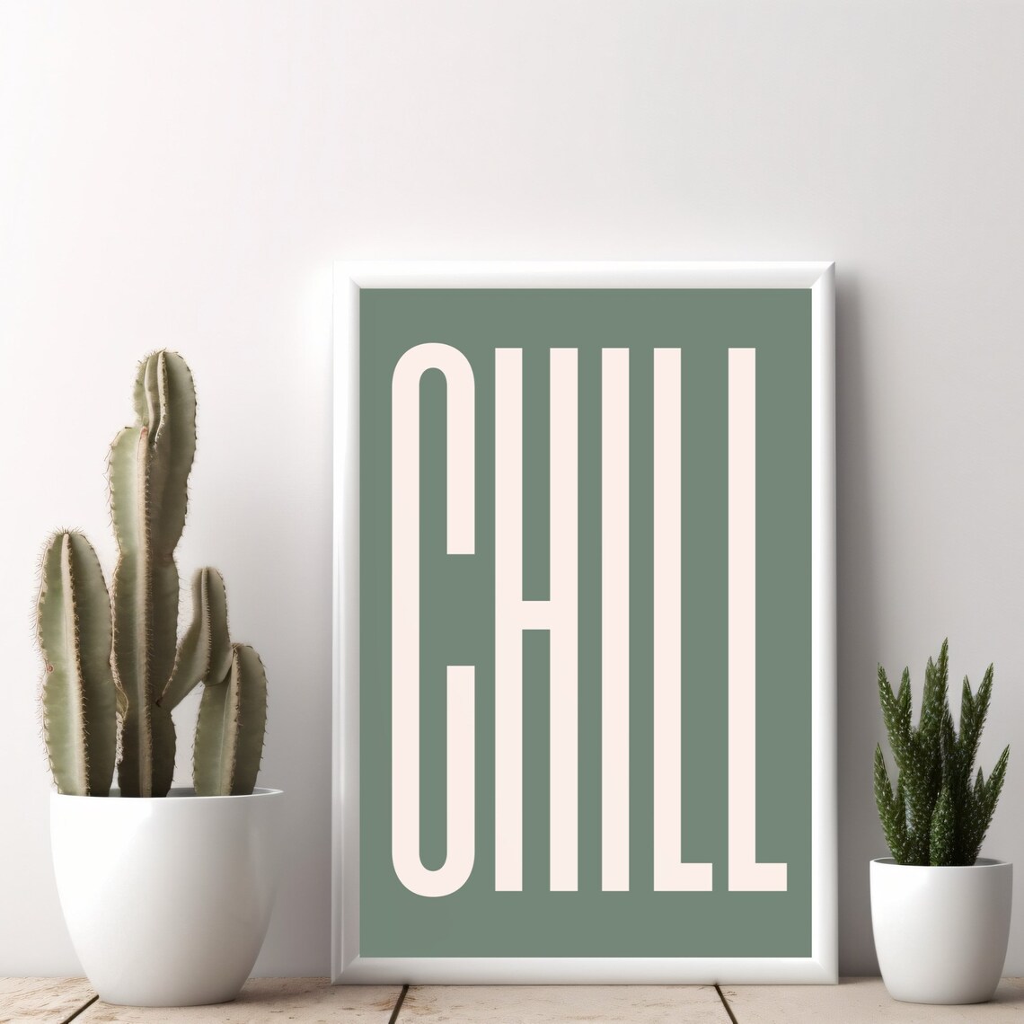 Chill Cream Tall Typography Sage Green Minimalist Quote Poster - Image 3