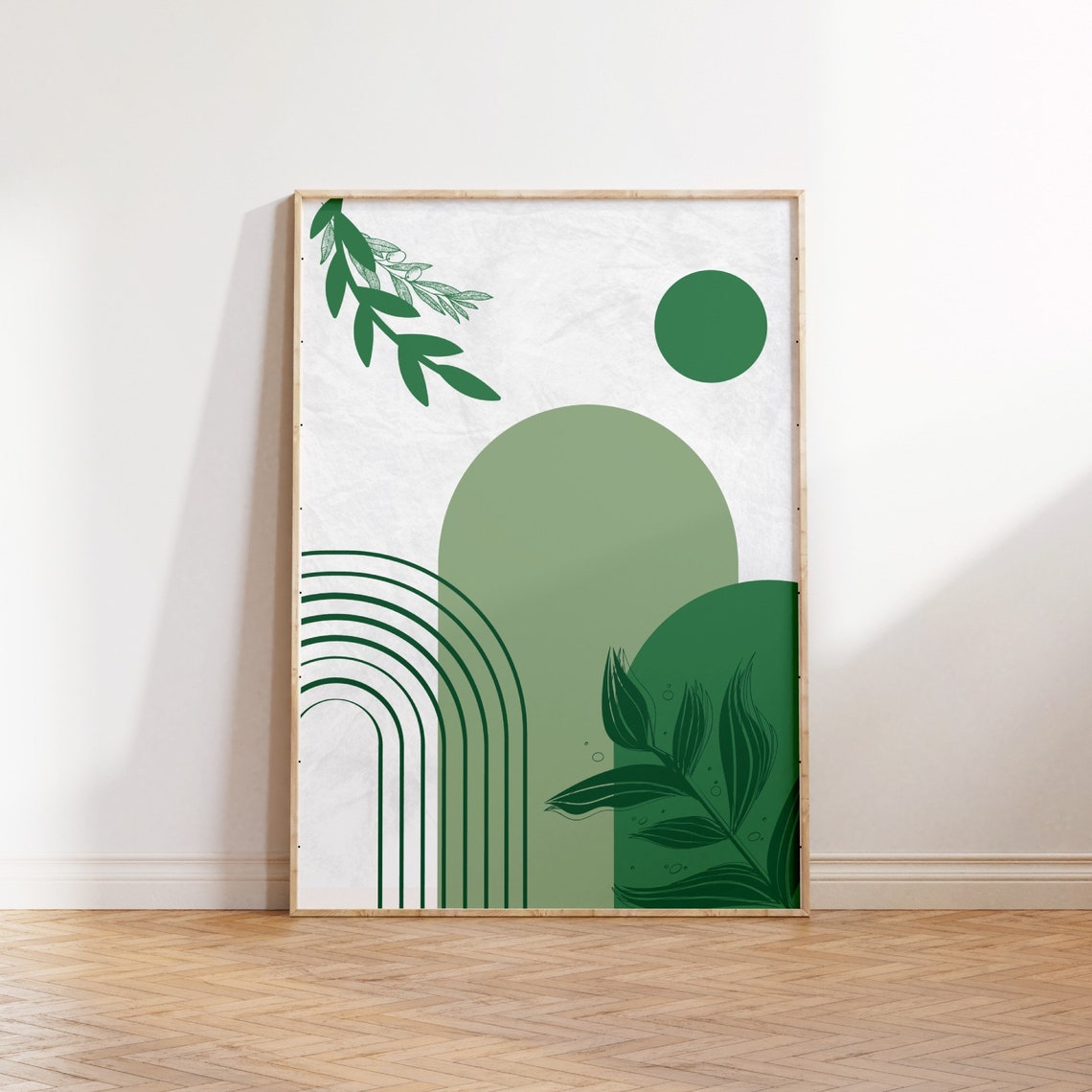 Sage Green Abstract Boho Arches Botanical Modern Wall Poster - Image 3