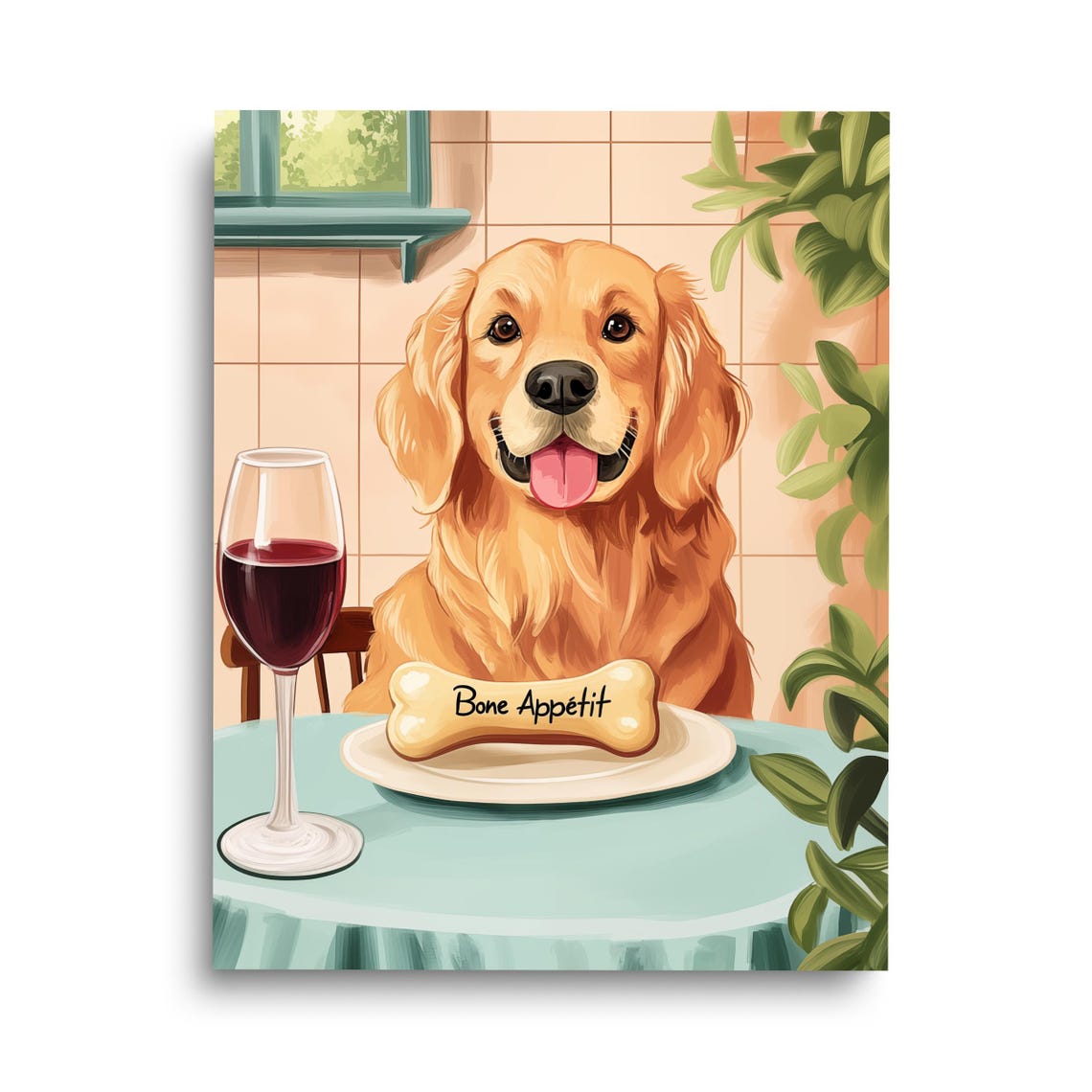 Bone Appetit Golden Retriever Kitchen Funny Dog Wall Art Decor