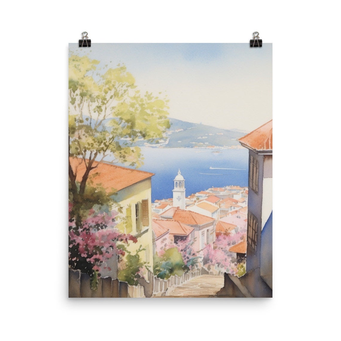 Funchal Madeira Hillside View over Terracotta Rooftops and Bay Poster