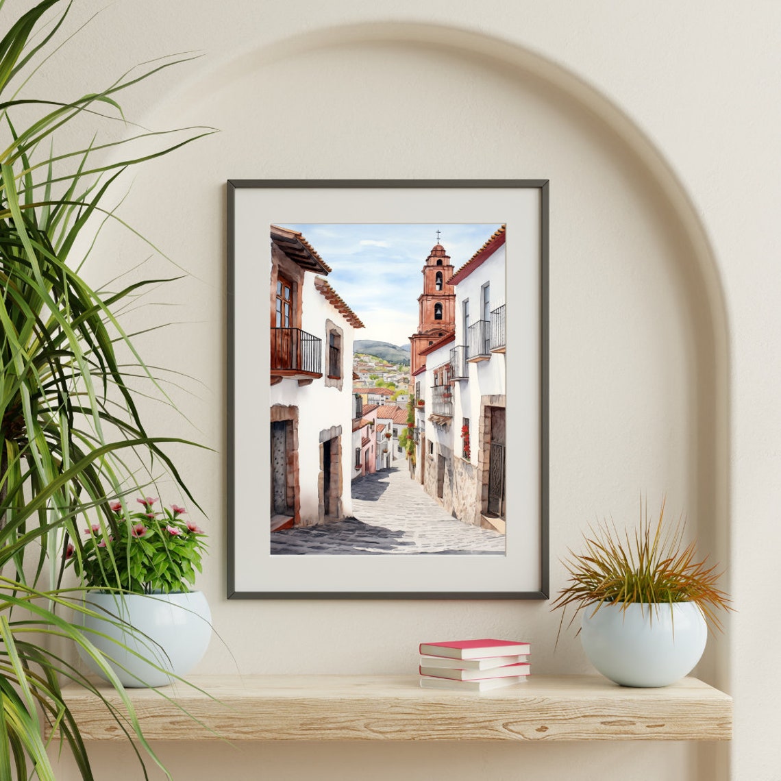 Taxco Colonial Street With Whitewashed Bell Tower Mexico Poster - Image 3