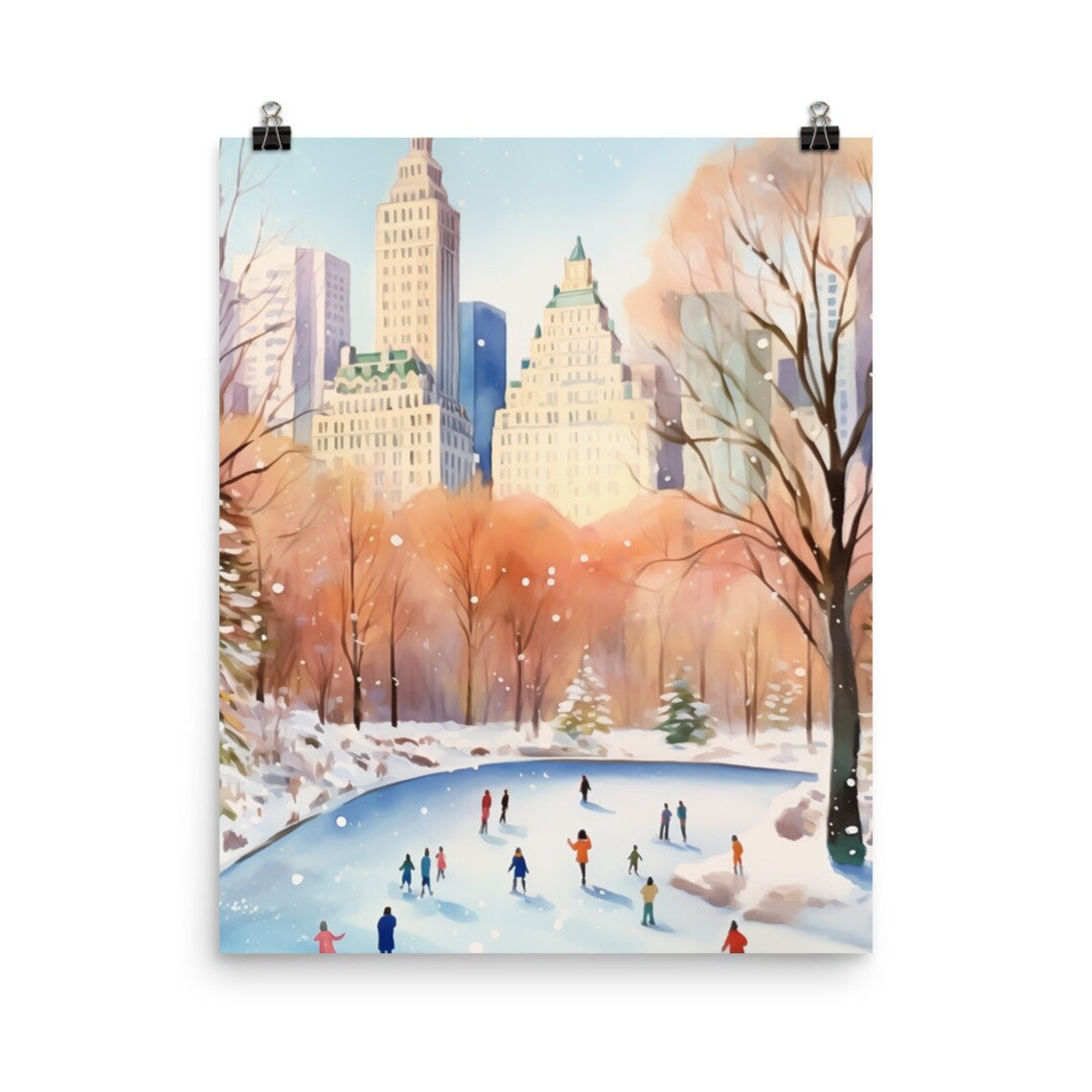 NYC In Fall Watercolor Print, Central Park New York