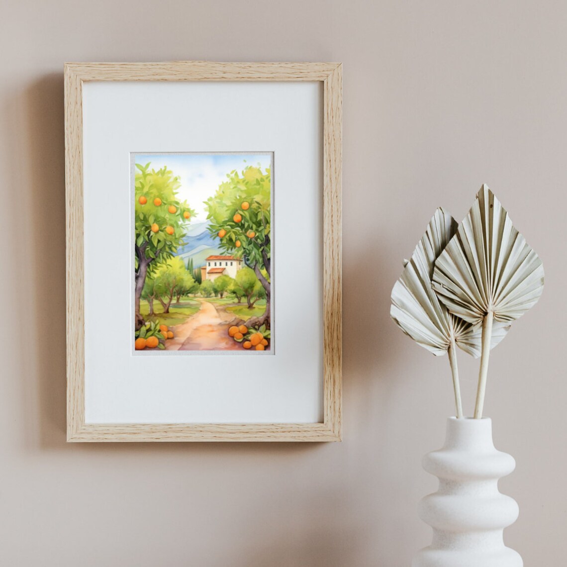 Sicily Orange Farm Watercolor Travel Poster, Italy - Image 3