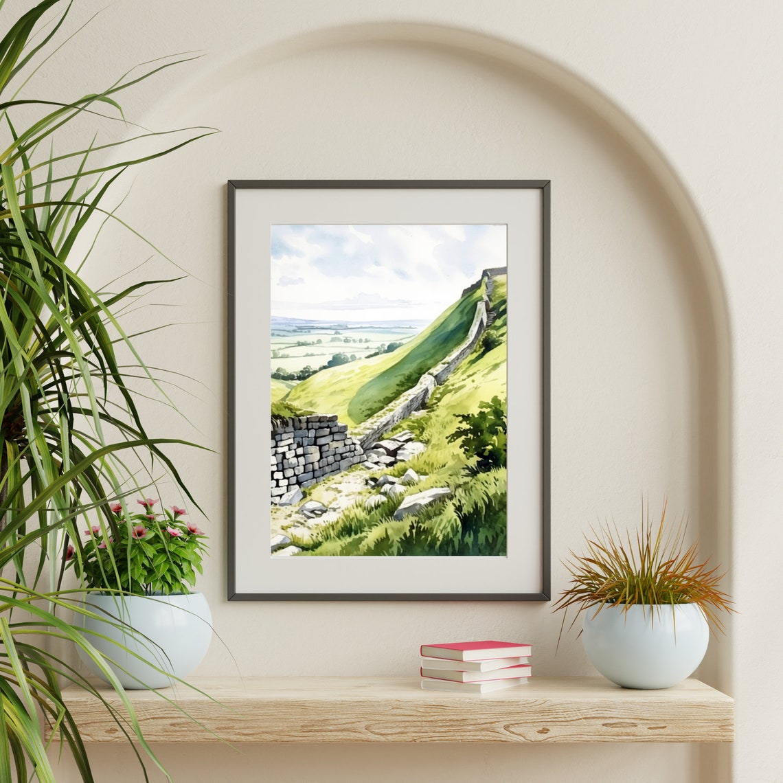 Hadrian's Wall Winding Across Green Northumberland Hills Poster - Image 3