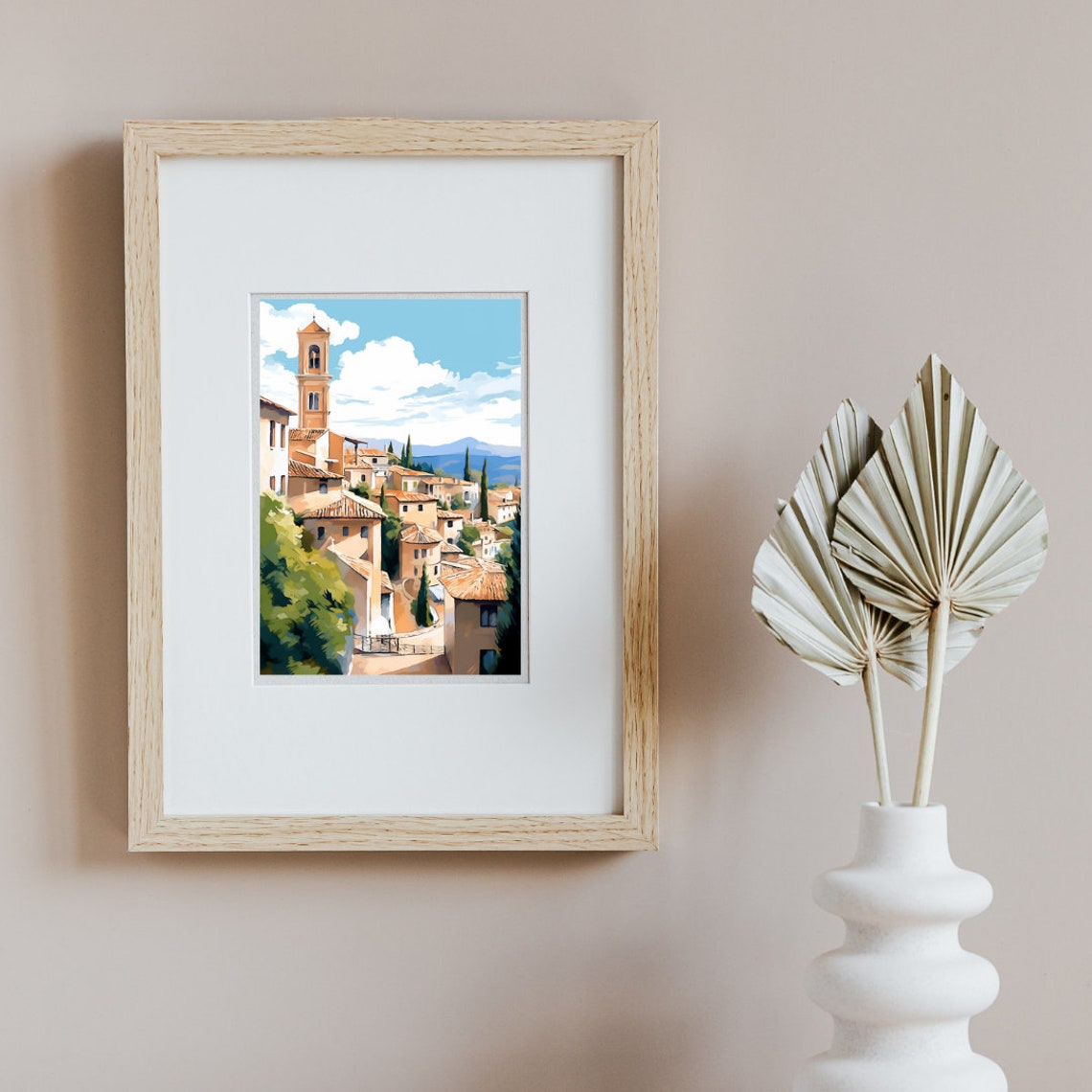 Granada Hill Town with Bell Tower and Terracotta Roofs Poster - Image 2