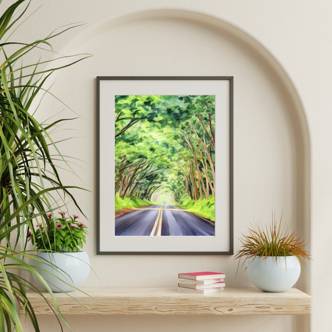 Kauai Watercolor Travel Poster, Trees Landscape - Image 2
