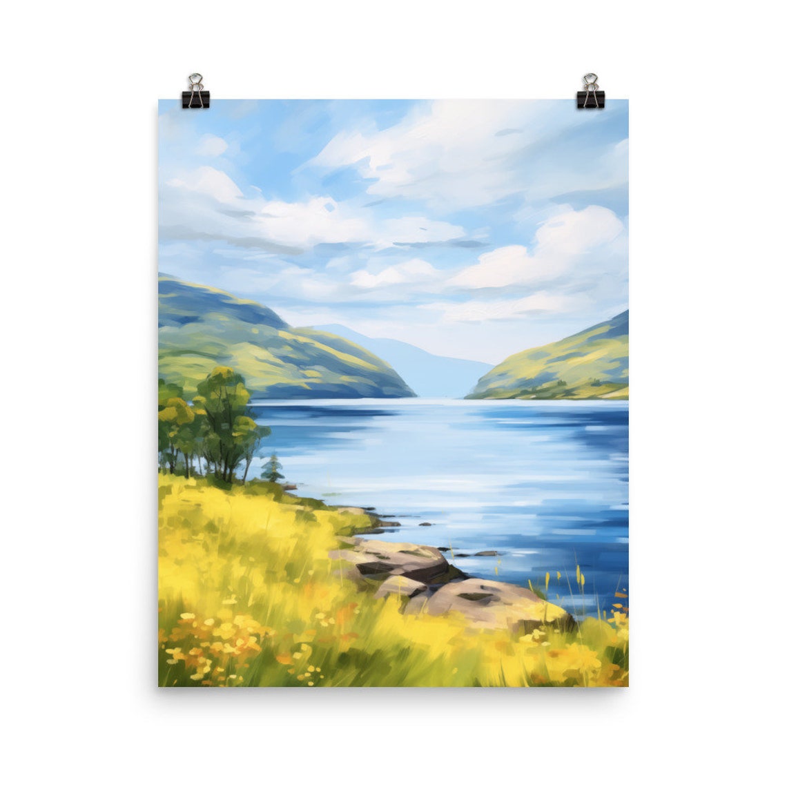 Loch Ness Highland Lake Surrounded By Green Scottish Hills Poster