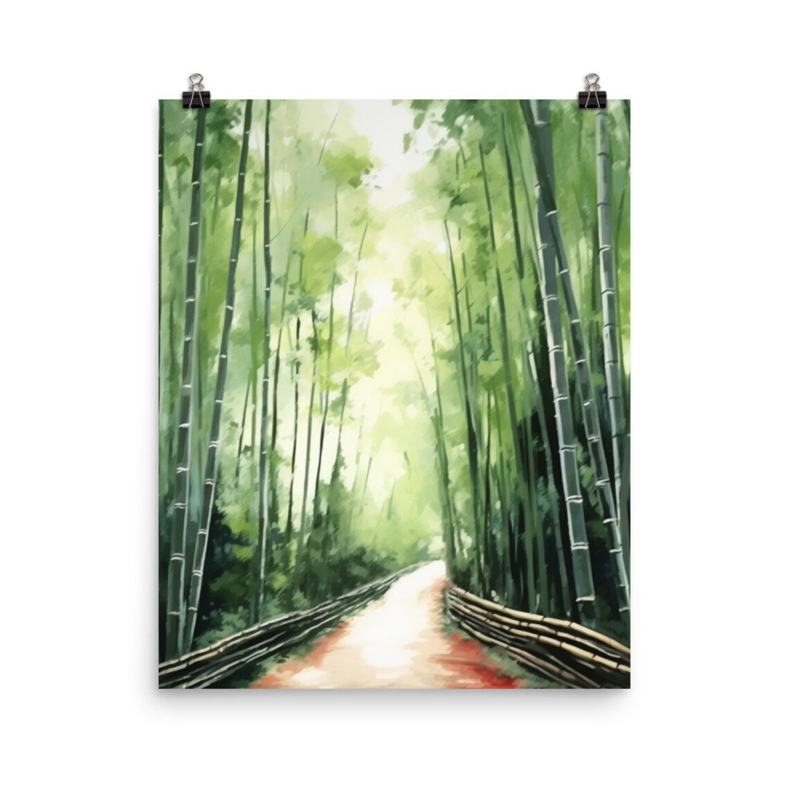 Sagano Bamboo Forest Watercolor Print Japan Travel Gift Japanese Poster Kyoto Arashiyama Asia Painting Wall Art Asian