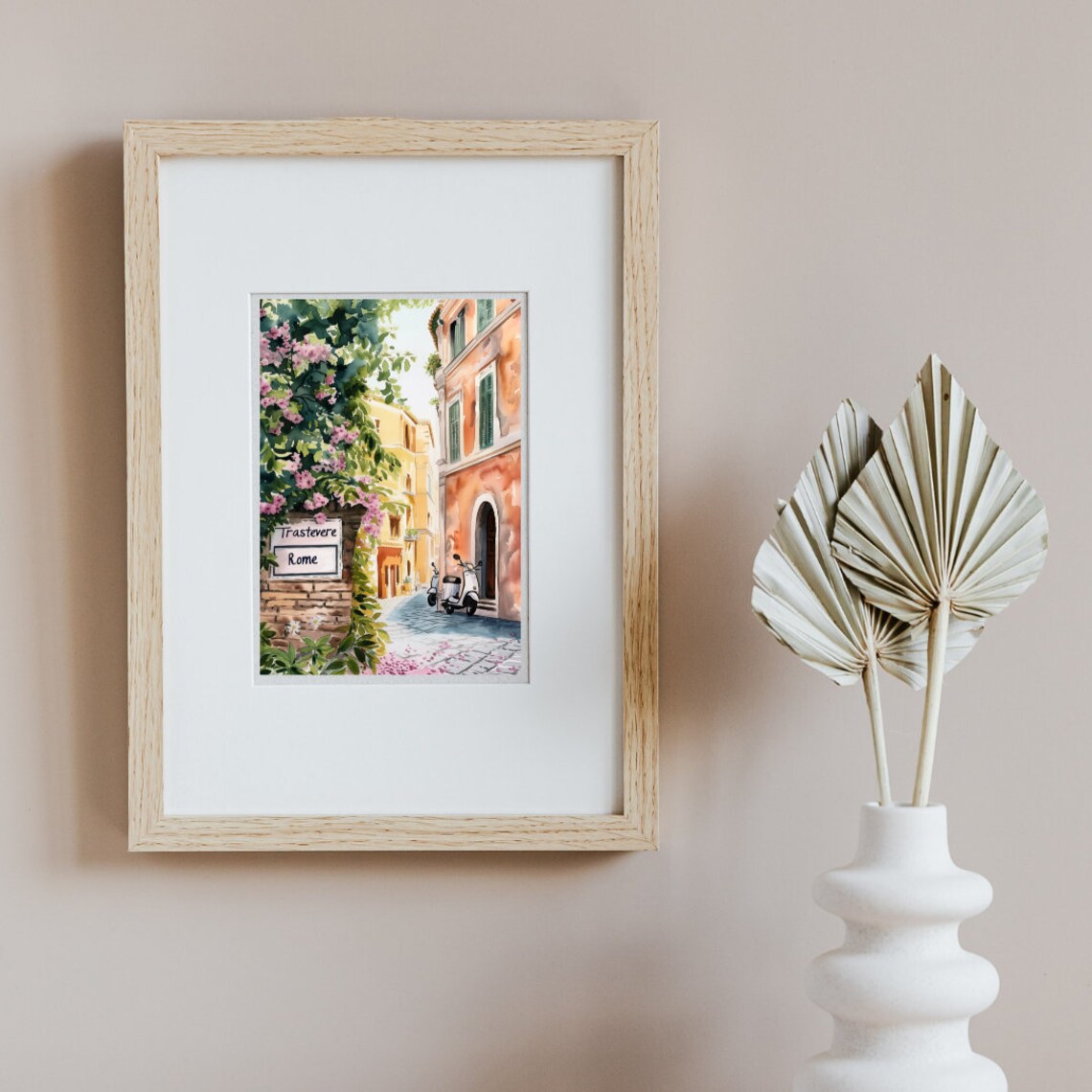 Trastevere Watercolor Art Print, Rome Travel Poster - Image 2