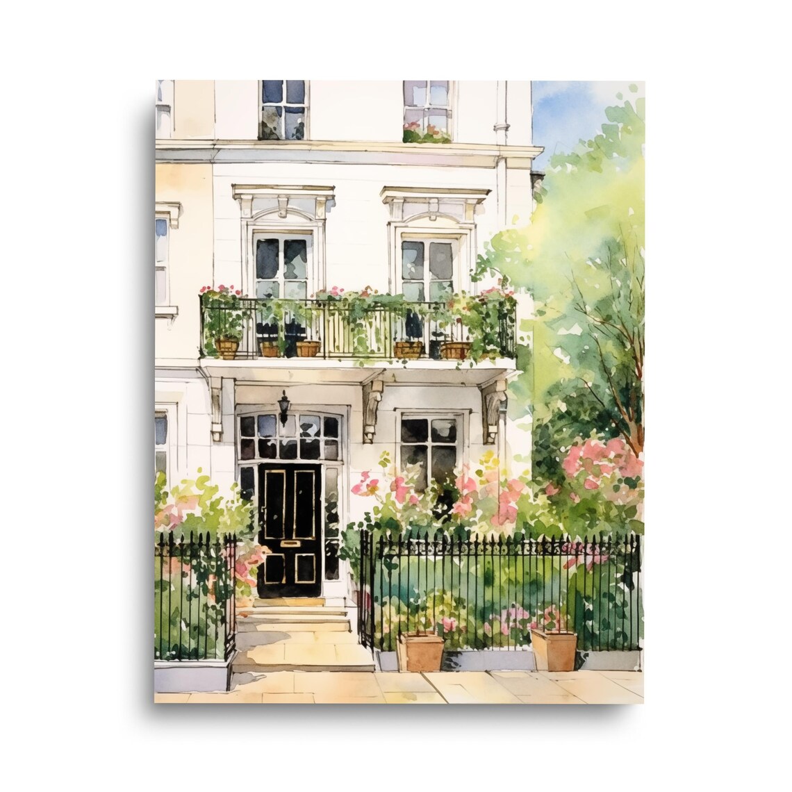 Kensington Watercolor Art Print, London Travel Poster