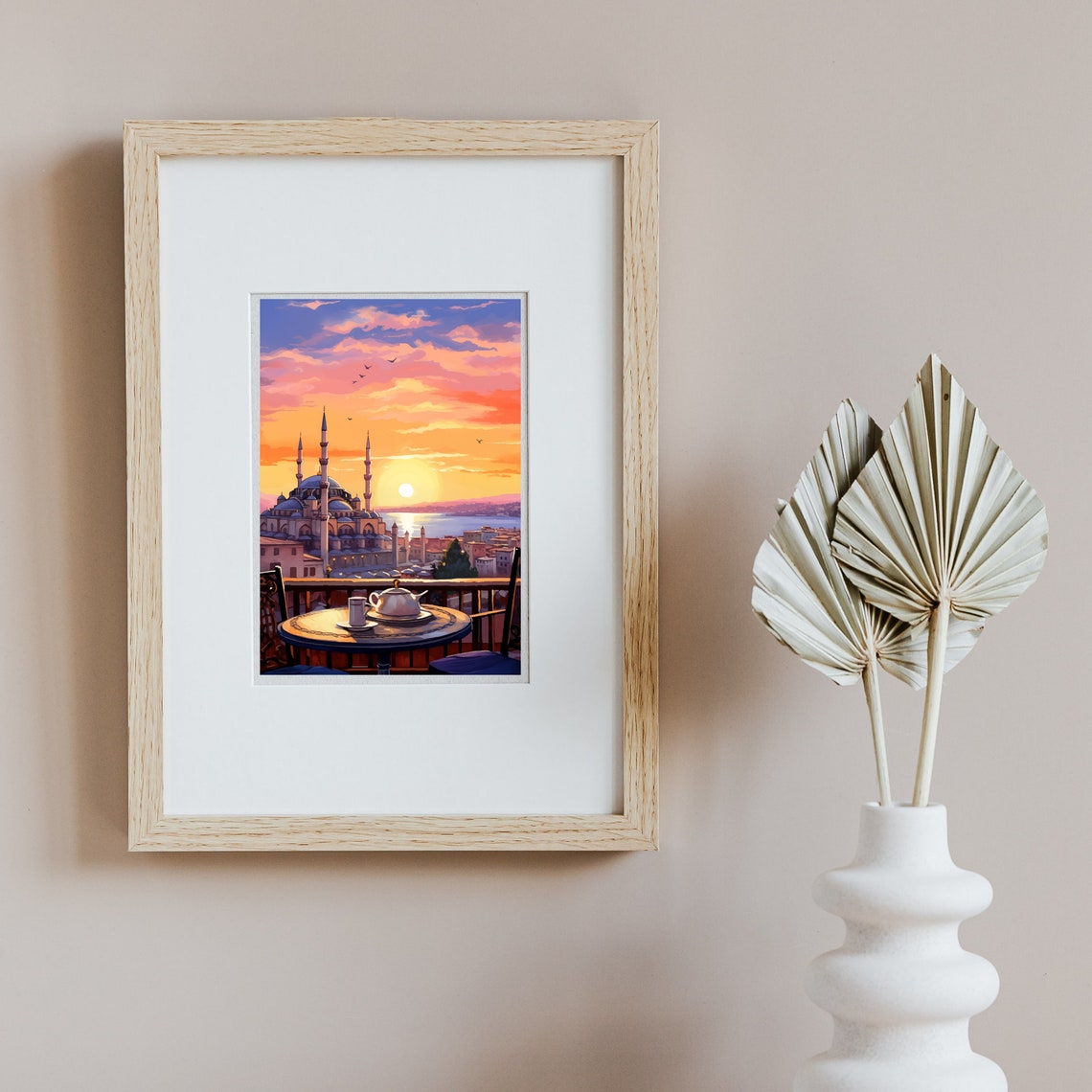Istanbul Sunset over the Blue Mosque from a Balcony Tea Table Poster - Image 2