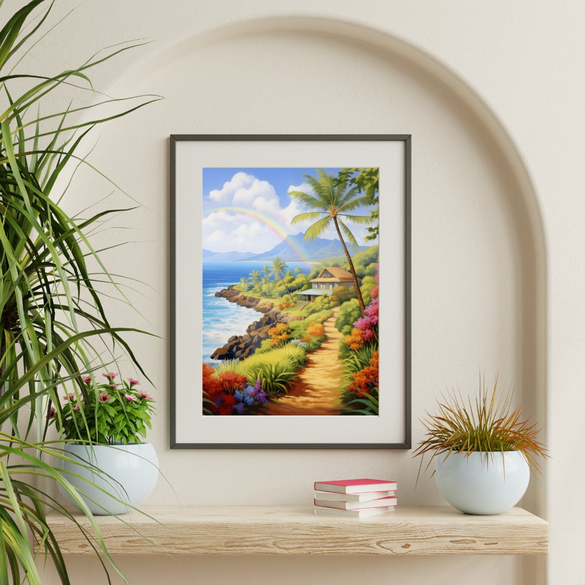 Kauai Coastal Garden With Rainbow Over the Ocean Hawaii Poster - Image 3