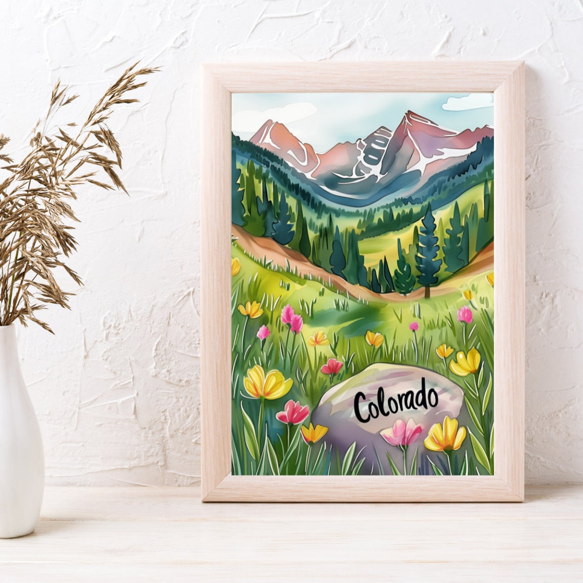 Colorado Wildflower Meadow Beneath Rocky Mountain Peaks Poster - Image 3