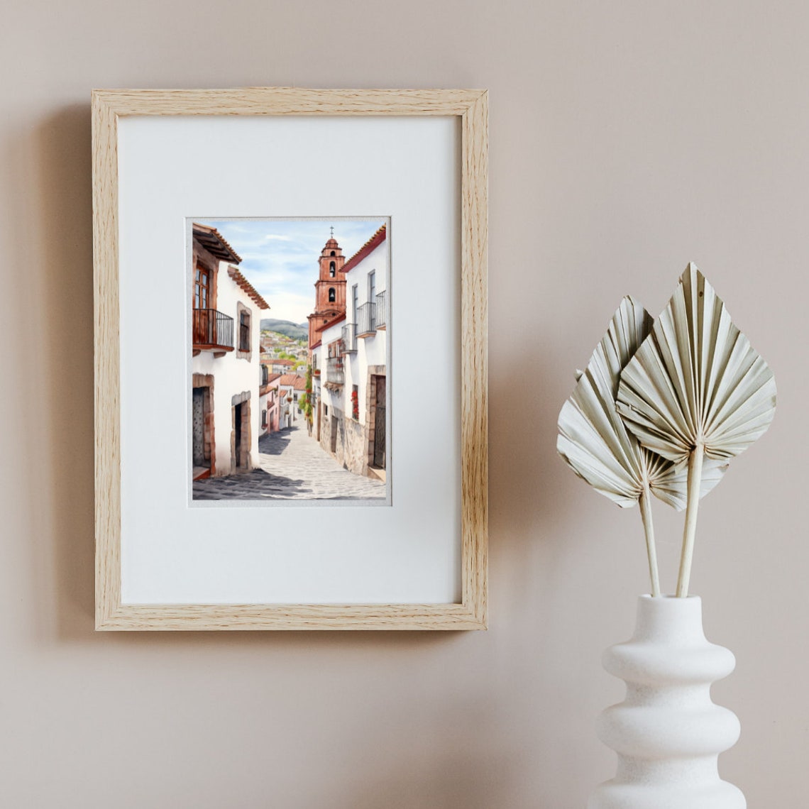 Taxco Colonial Street With Whitewashed Bell Tower Mexico Poster - Image 2