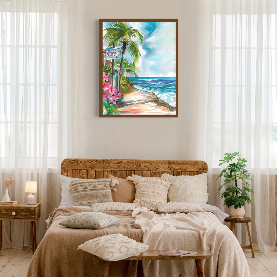 Almirante Sur Puerto Rico Palm Coast Watercolor Travel Poster - Image 3