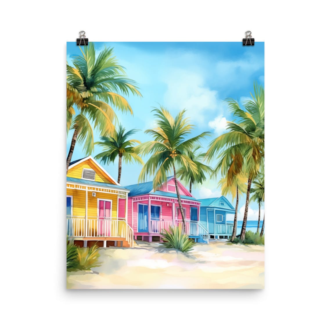 Barbados Watercolor Travel Poster, Caribbean Island