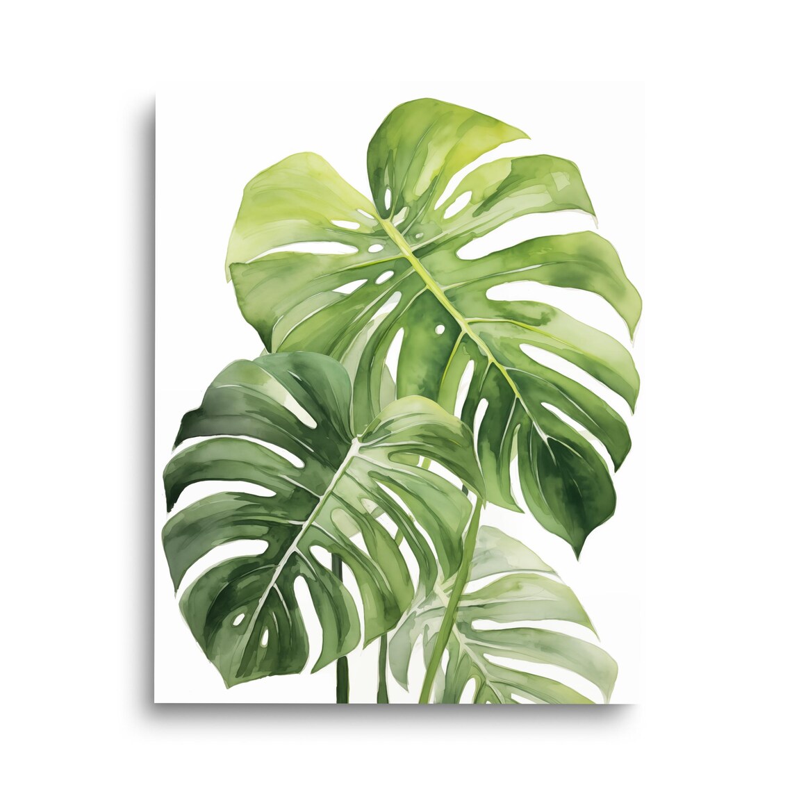 Monstera Plant Watercolor Art Print, Leafy Decor