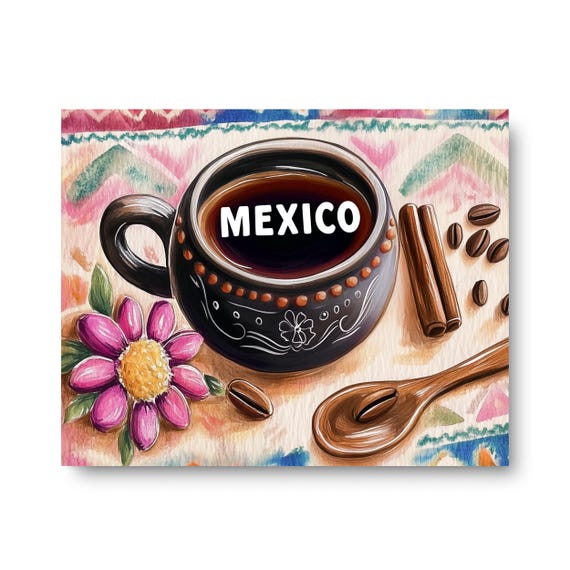 Cafe De Olla Horizontal Watercolor Print Mexico Travel Gift Mexican Wall Art Kitchen Decor Latin Coffee Artwork Boho