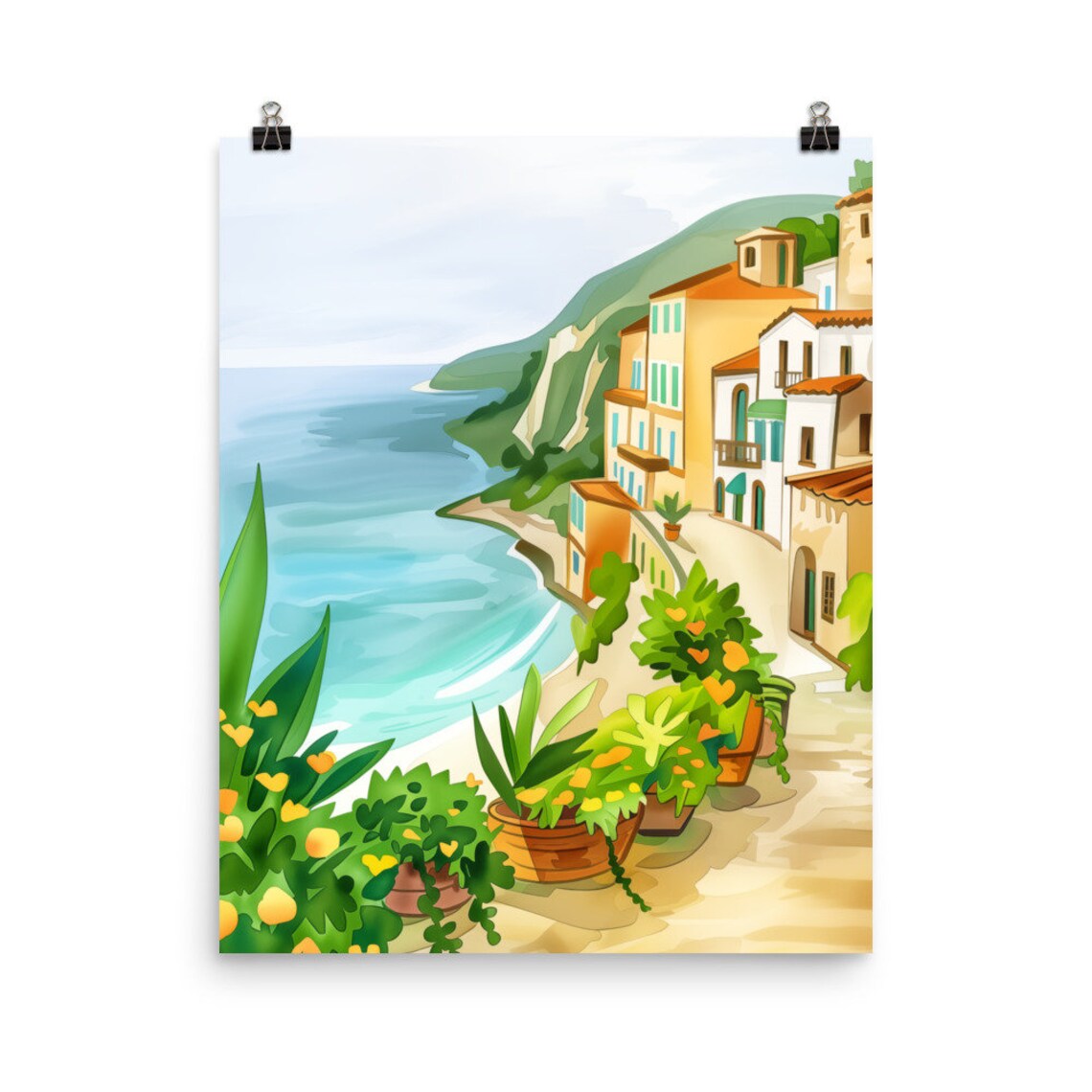 Tropea Coastal Cliff Town In Calabria Italy Watercolor Travel Poster