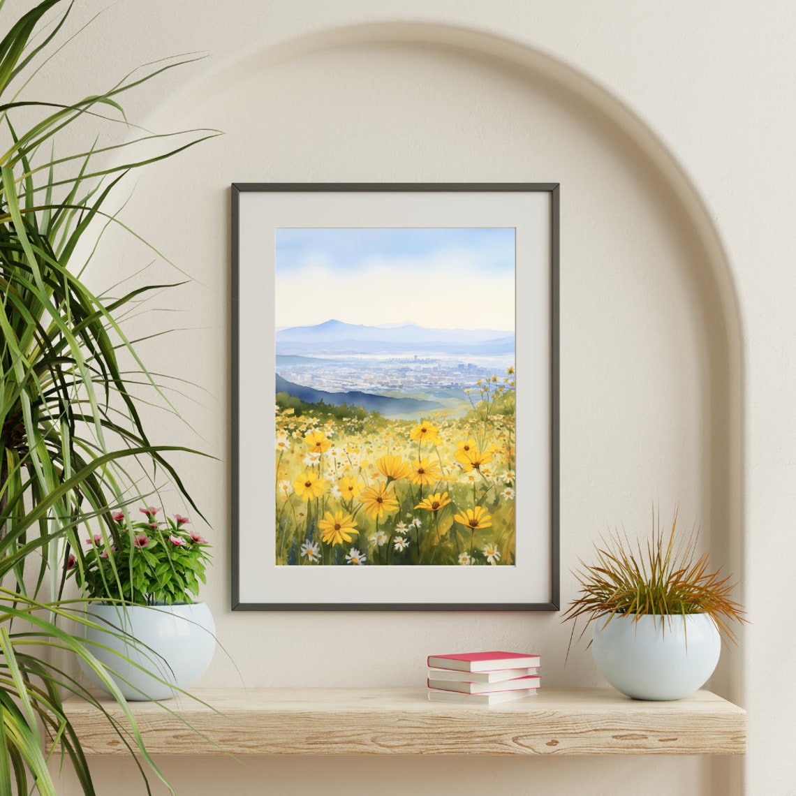 Yellow Wildflower Field Over Los Angeles Basin Skyline Poster - Image 3