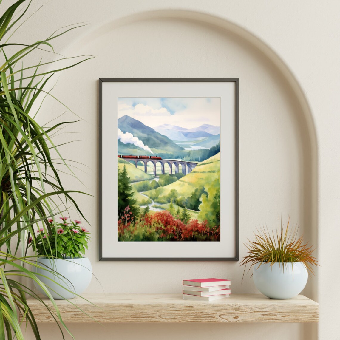 Glenfinnan Viaduct Watercolor Travel Poster, Scotland - Image 3
