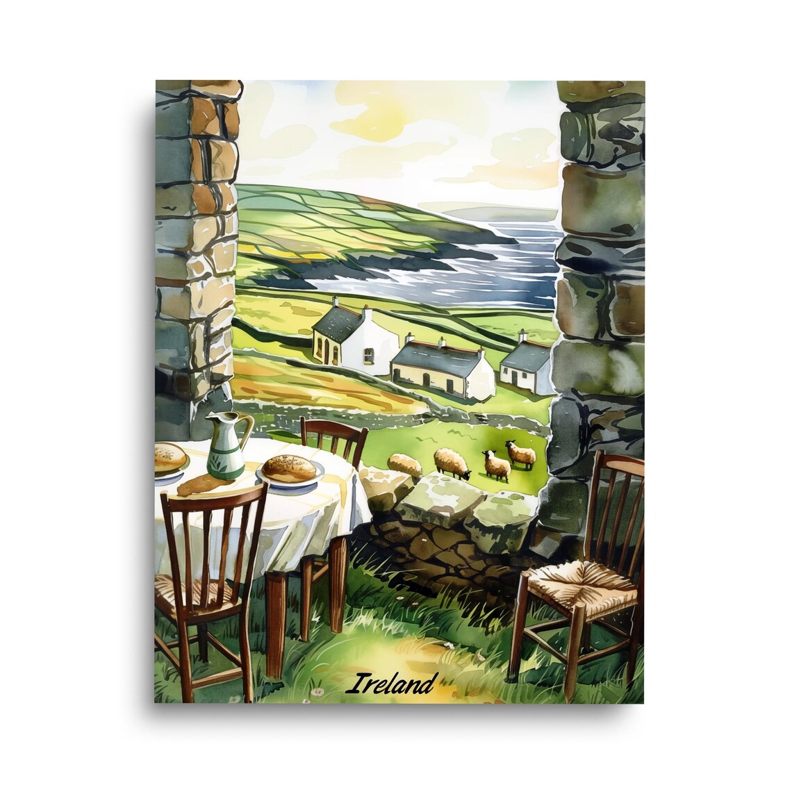 Irish Farmhouse Watercolor Art Print, County Kerry