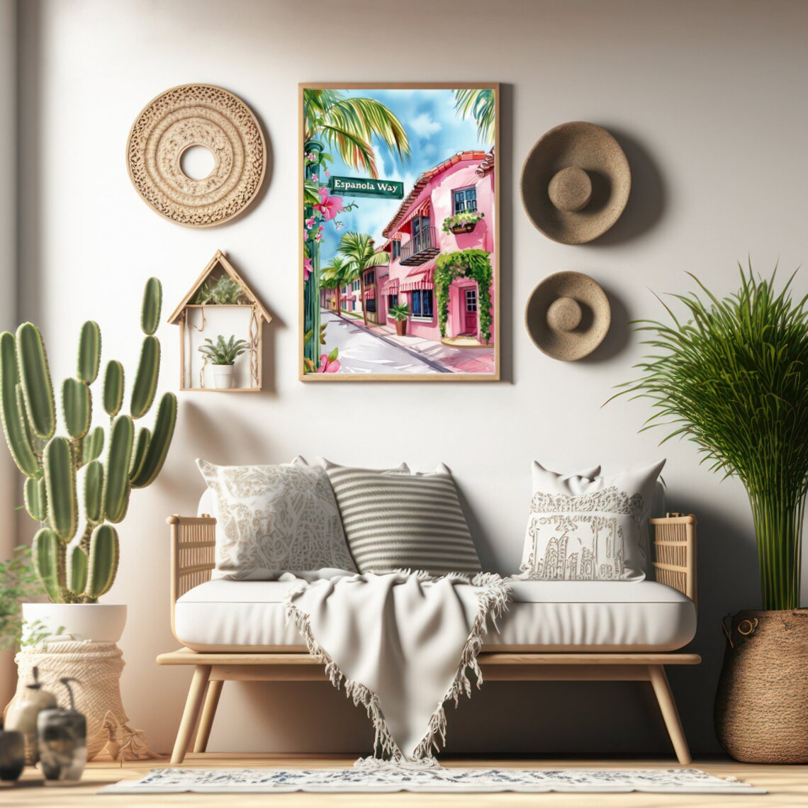 Espanola Way Watercolor Travel Poster, Miami Florida - Image 2