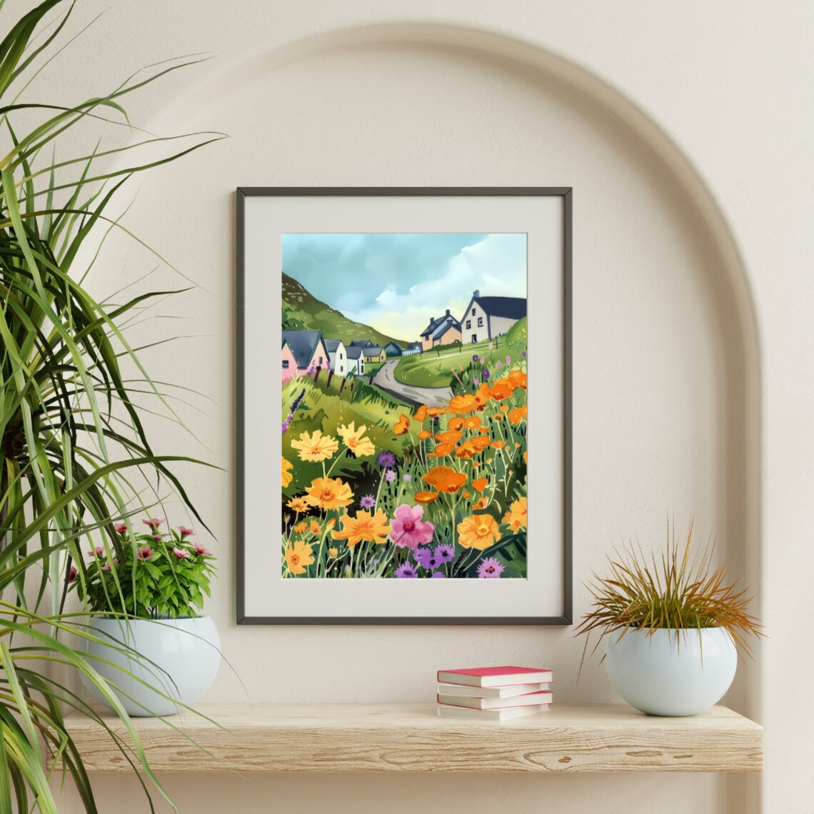 Doolin Ireland Village in Wildflower Hills Watercolor Poster - Image 2