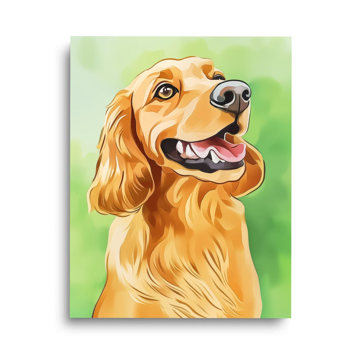 Cocker Spaniel Watercolor Portrait Cute Happy Golden Dog Poster