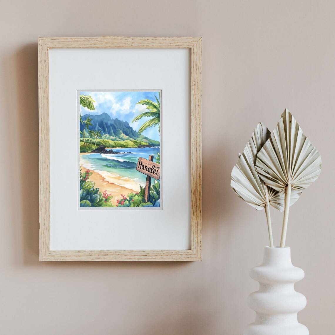 Hanalei Watercolor Travel Poster, Kauai Hawaii - Image 2