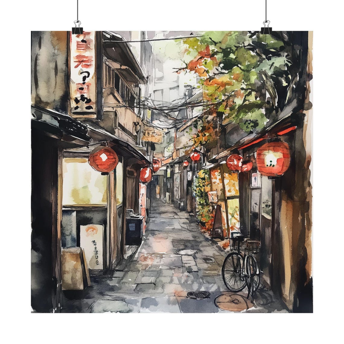 Shinjuku Alley Art Tokyo Japan Watercolor Painting Wall Cityscape Print Japanese Travel Poster Gift