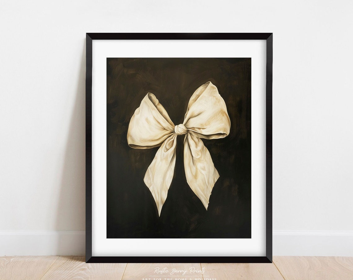 Antique Bow Oil Painting Wall Art Vintage Print Coquette Bow Nursery Art Preppy Aesthetic Teen Room Instant - Image 3