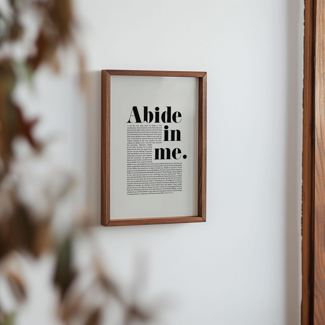 Abide In Me John 151 7 Vine Bible Verse Wall Art Christian Poster Scripture Jesus Sayings For Church Home Decor Bold Sunday School Memory - Image 2
