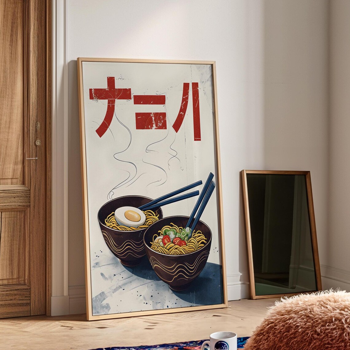Japanese Ramen Bowls Steaming Noodles Vintage Food Art Poster - Image 3