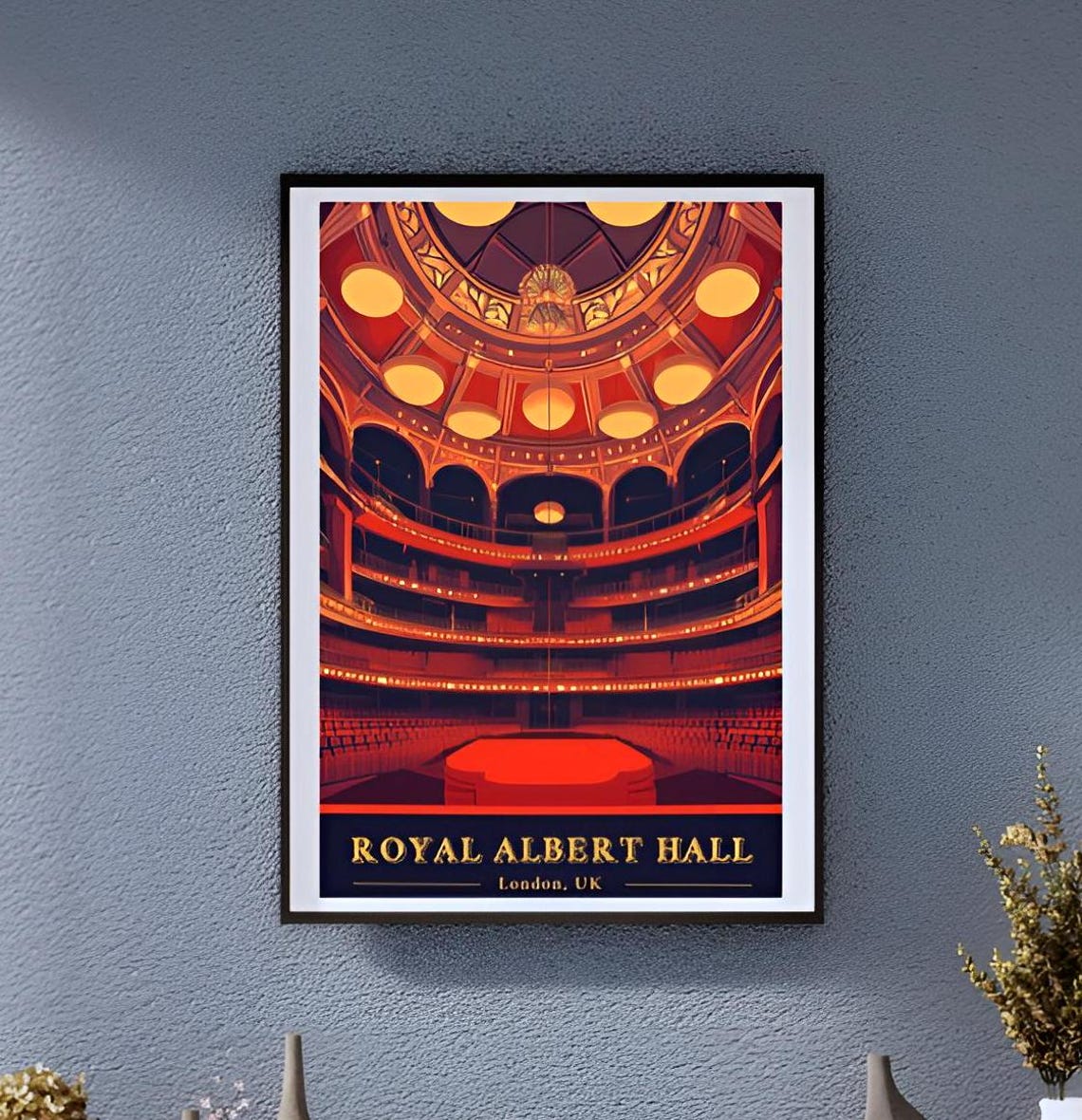 Vintage Royal Albert Hall London Grand Auditorium Interior Poster