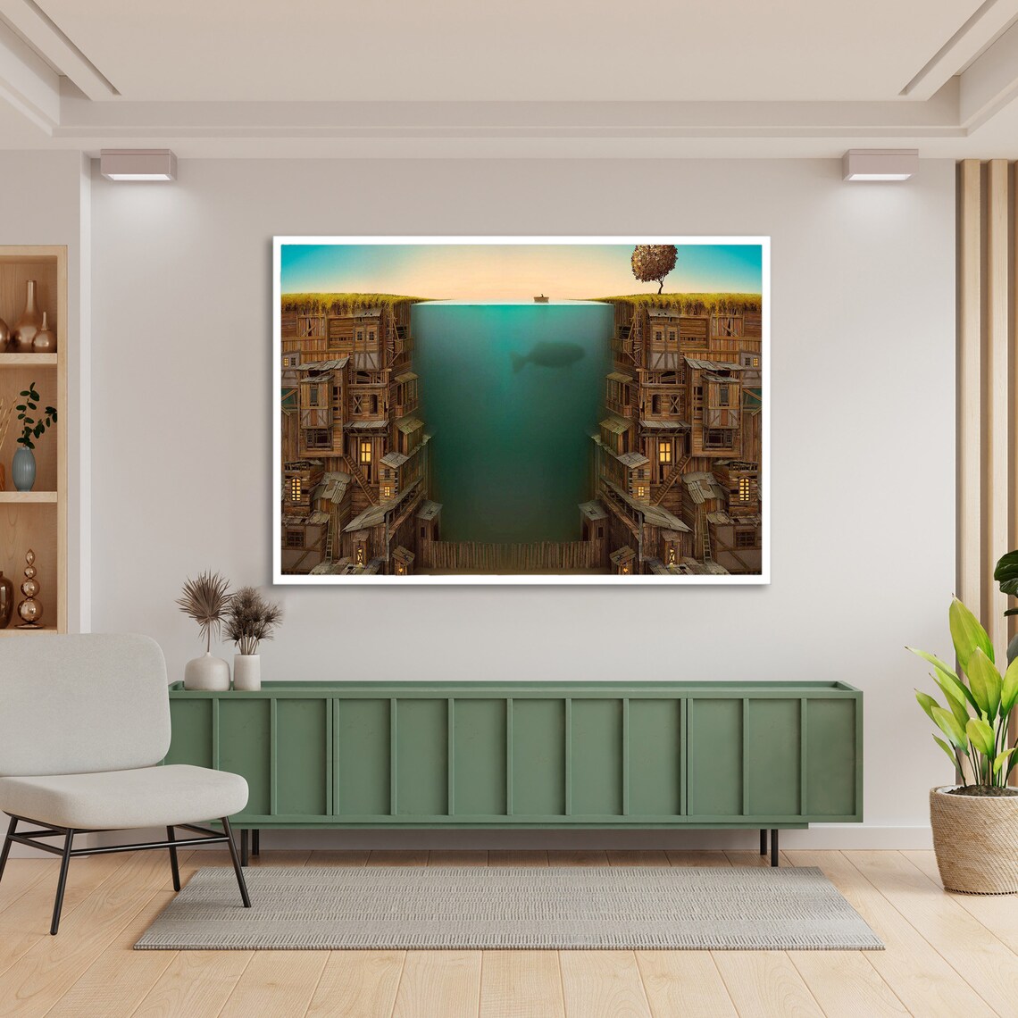 Surreal Underwater City Painting, Modern Fantasy - Image 2