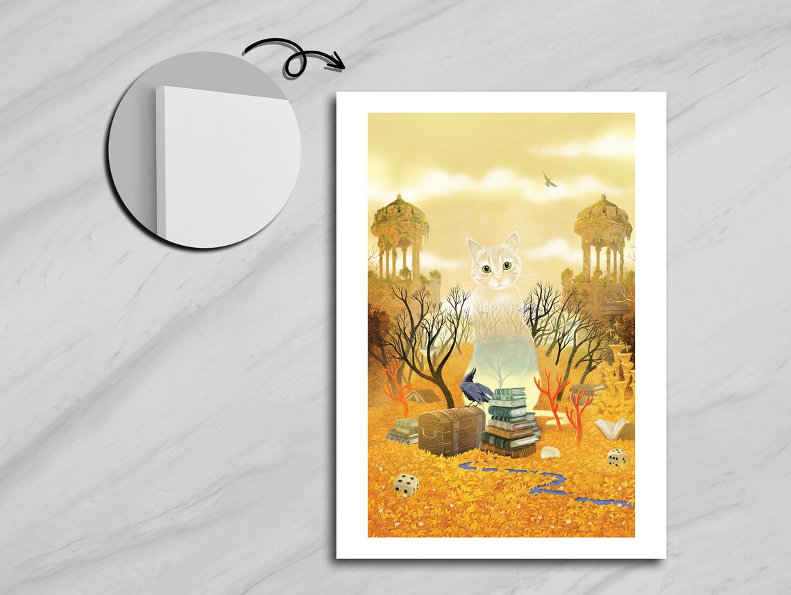 Transparent Cat In Autumn Forest, Contemporary Fall Artwork - Image 5