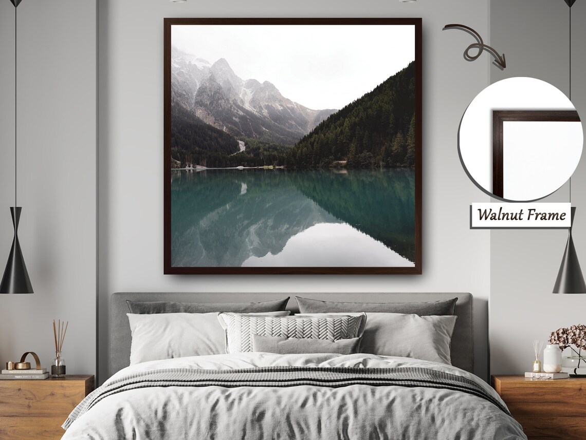 Serenity Amidst Peaks, Mountain Lake Landscape - Image 4