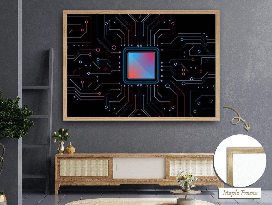 Circuitry Abstract Art, Tech Inspired Gradient Patterns