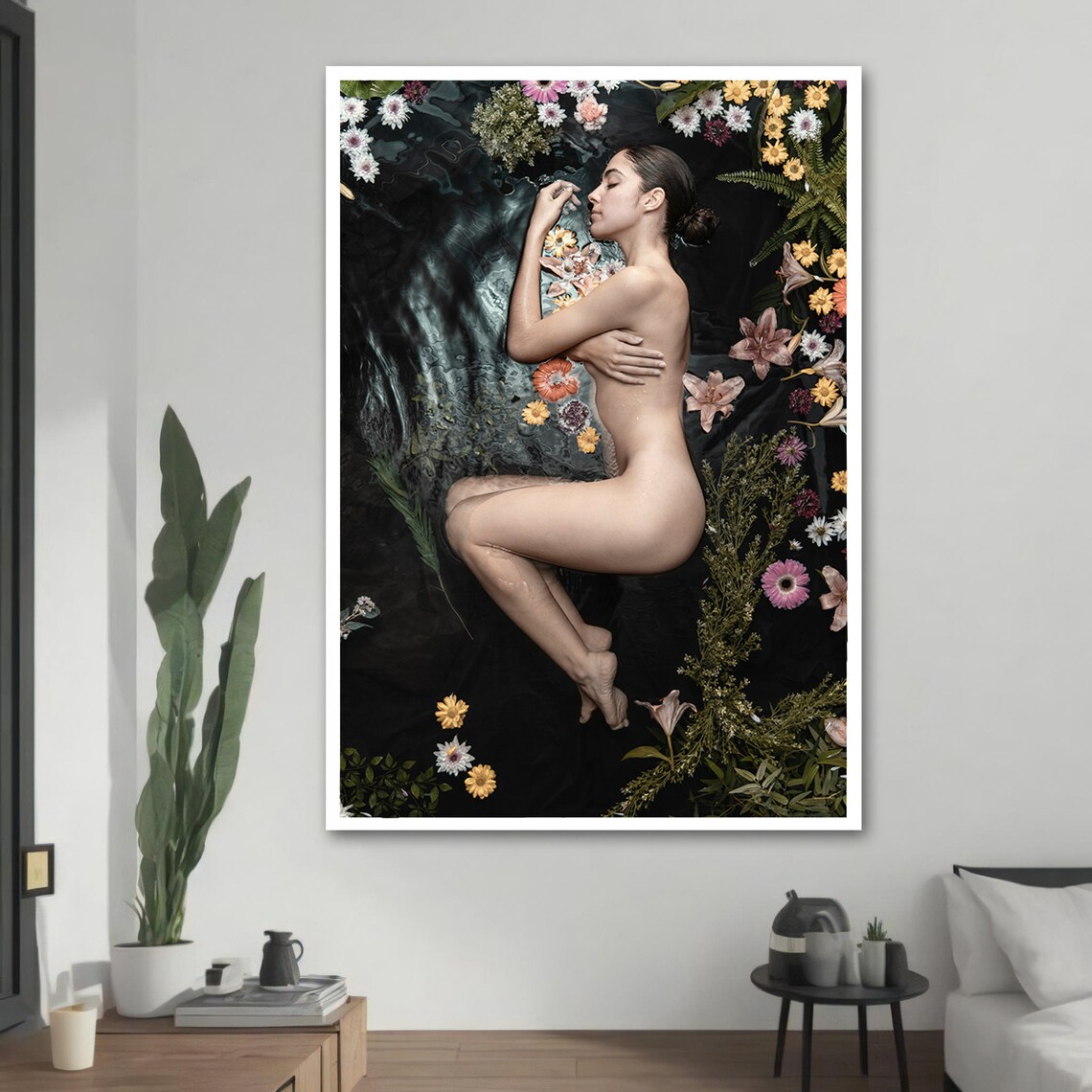Serene Nude With Flowers, Nature Inspired Gift - Image 2