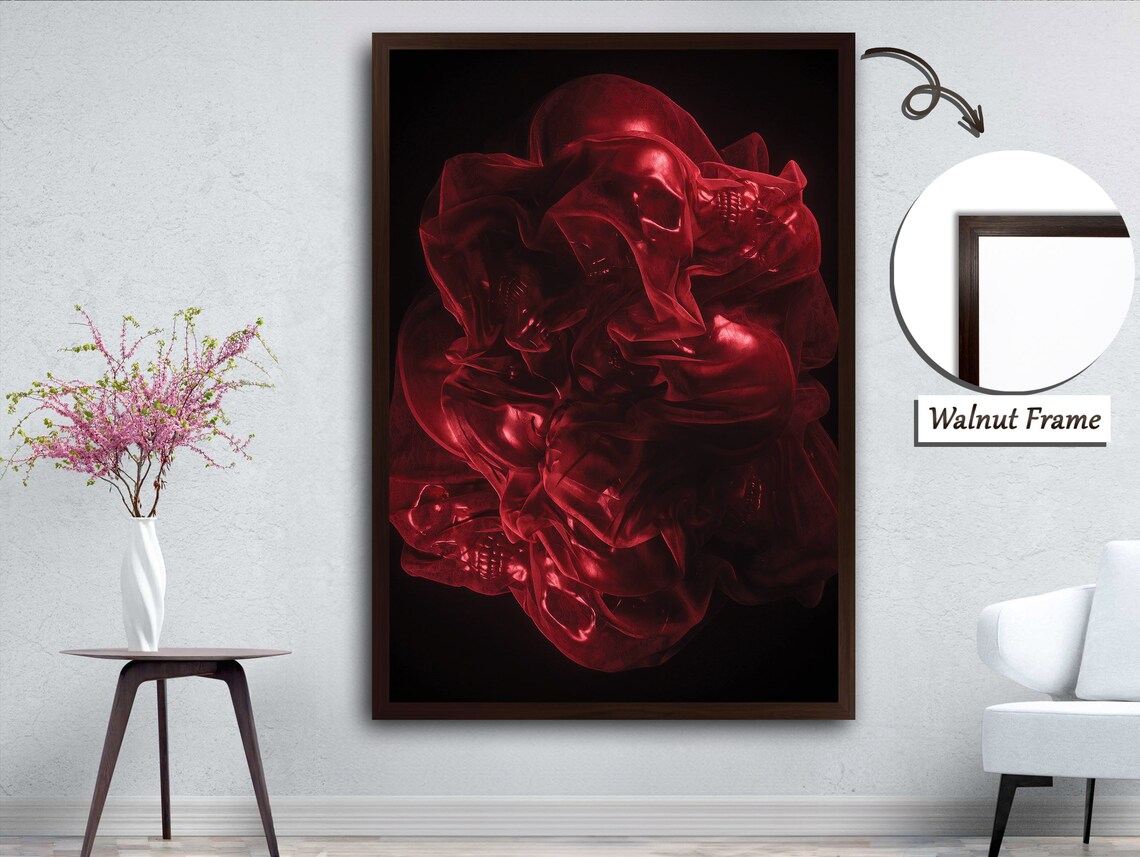 Red Dancing On Water Abstract Watercolor Art - Image 3