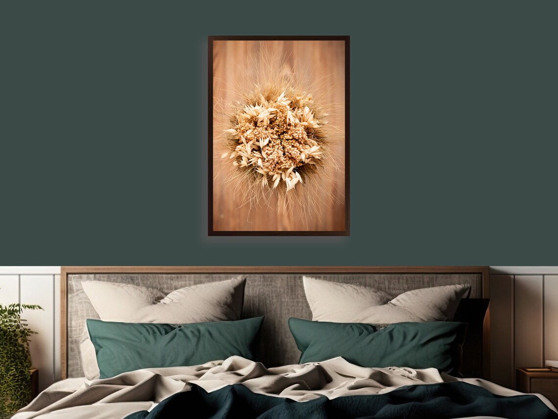 Golden Bloom Textured Floral Art Print, Rustic Charm - Image 3