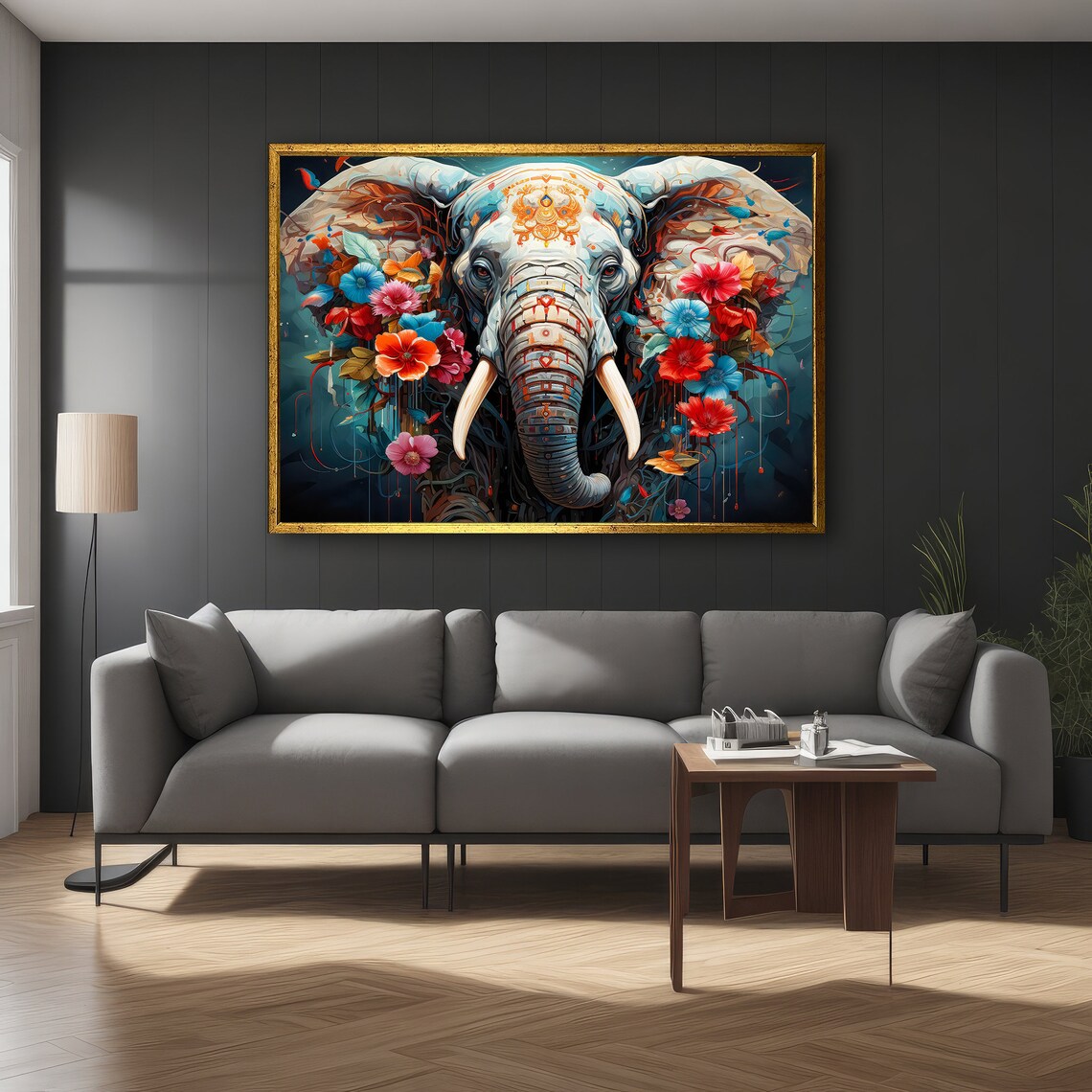 Ornate Elephant With Flowers, Animal Gift - Image 5